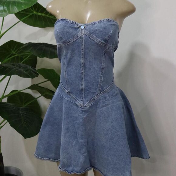 Suvia fashion Dresses & Skirts - Strapless Denim Mini Dress
